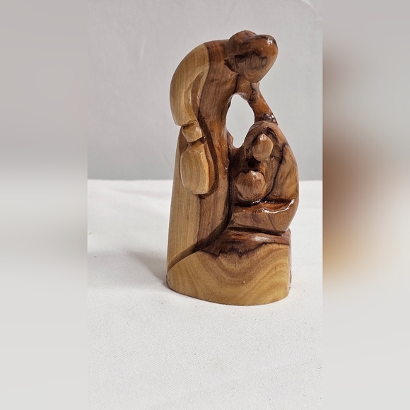 Holy Family MCM Abstract Olive Wood Nativity 3.5"×2"  Hand Carved Religious - Picture 5 of 8